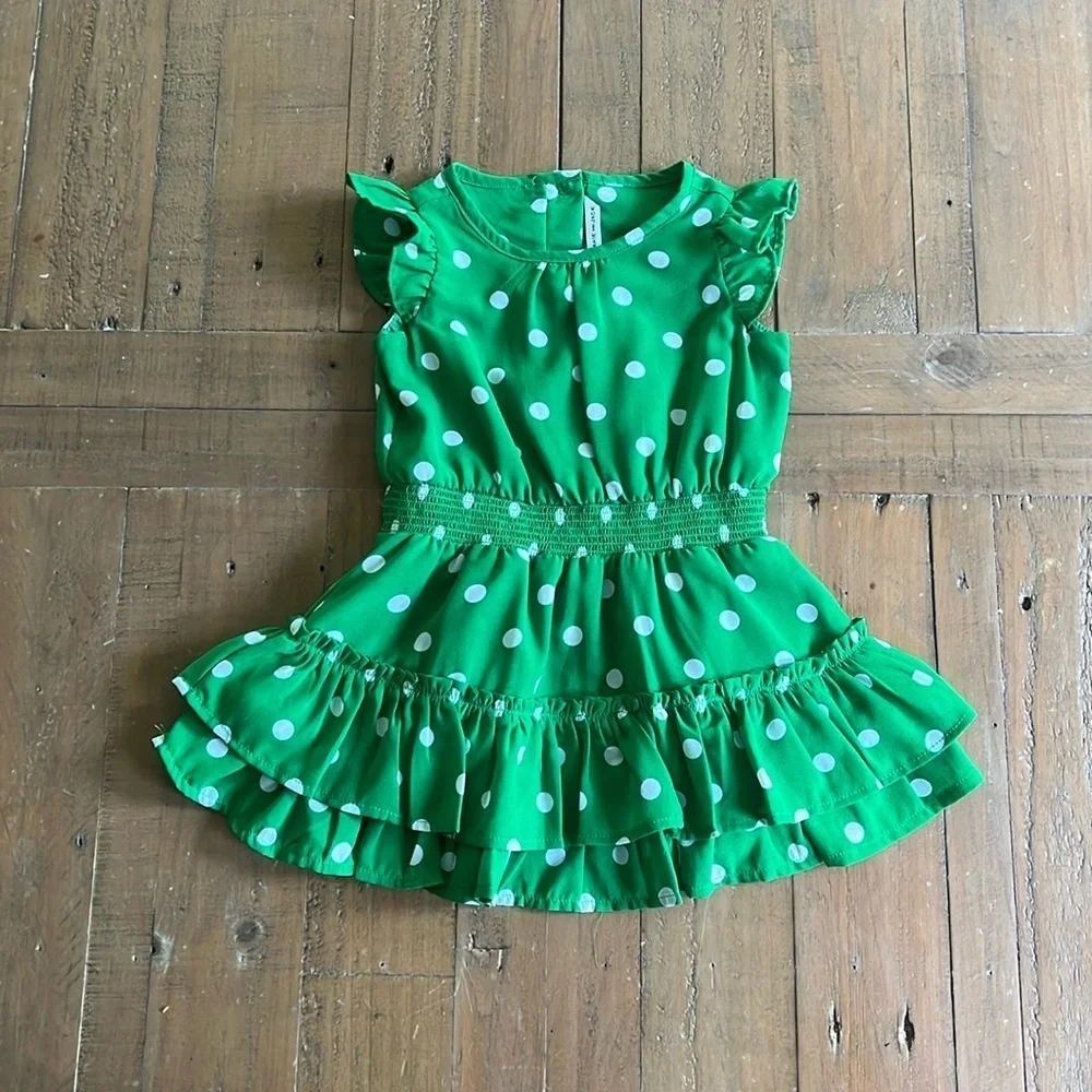 Janie and jack green polka dot ruffle dress